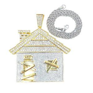 Traphouse Pendant + 24" 3mm Silver Rope Chain